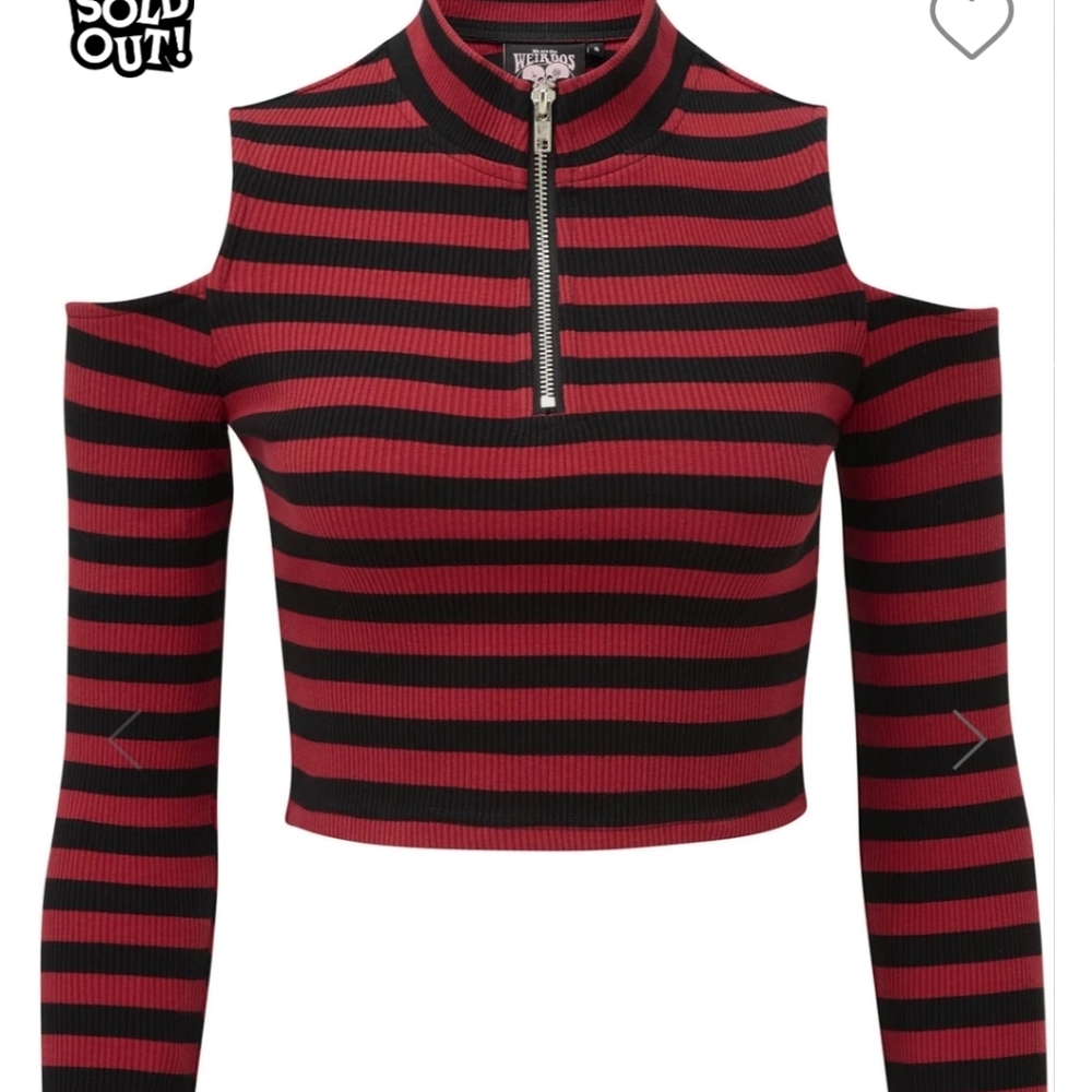 Black and red striped crop top